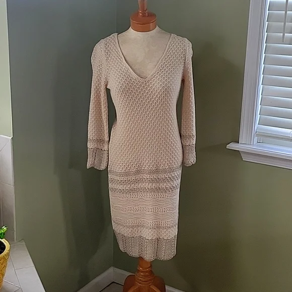 ivory silk maxi dress Avery Long Sleeve Maxi Dress / Ivory | MESHKI main image 1